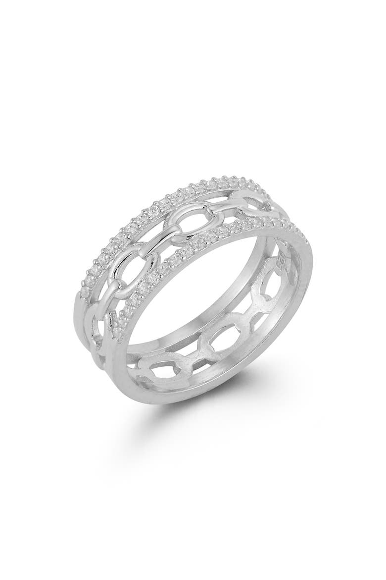 Link Band Ring, Alternate, color, SILVER