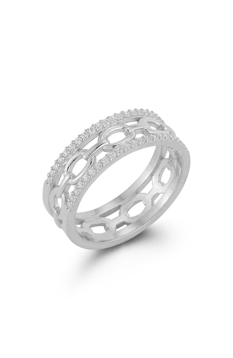 CHLOE AND MADISON Link Band Ring, Alternate, color, Silver