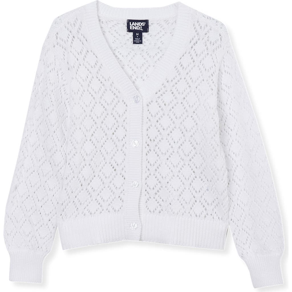 LANDS' END LANDS' END GIRLS BUTTON FRONT CABLE CARDIGAN