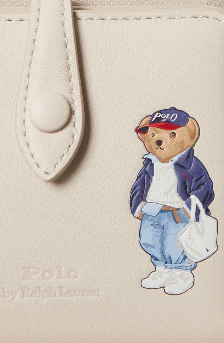 Polo Ralph Lauren Spring Bear Leather Card Holder, Alternate, color, Cream