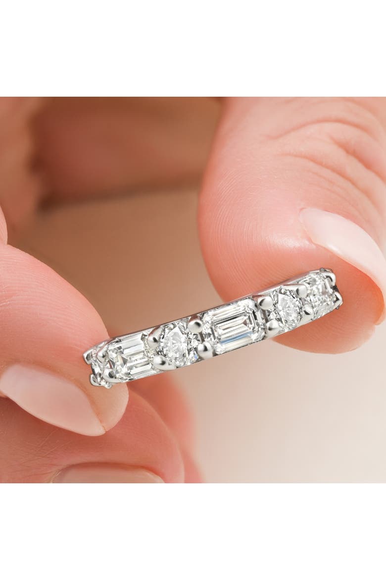 2.30Ct Emerald & Round Diamond Wedding Ring 14k Gold or Platinum Lab Grown, Alternate, color, 14k White Gold