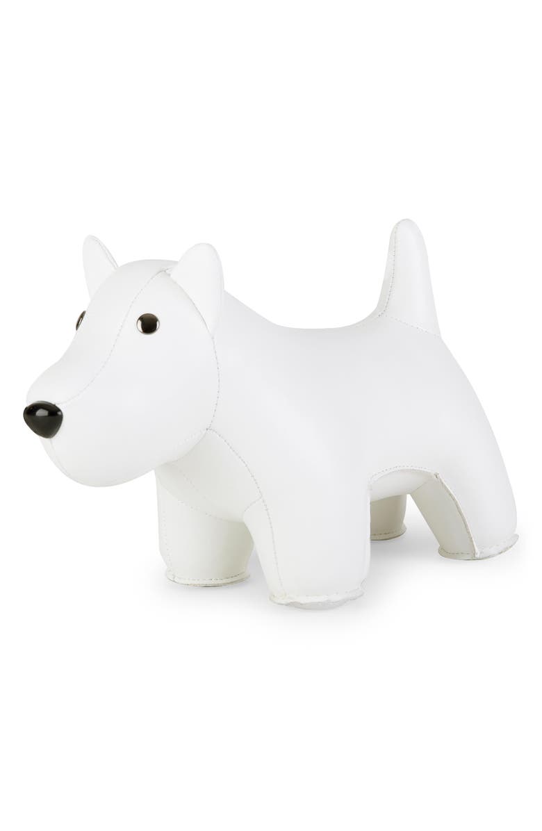 Zuny Westie Faux Leather Bookend, Main, color, White