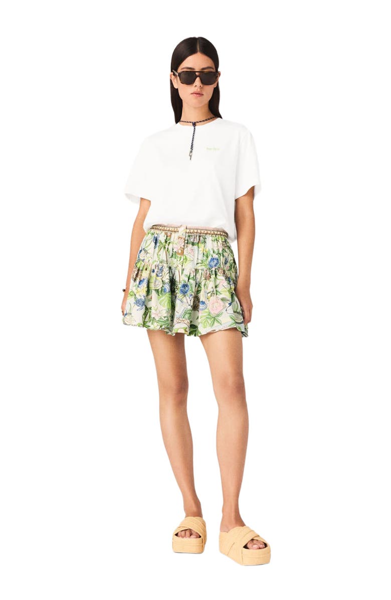 maje Printed ruffled skirt, Main, color, Postcard Print