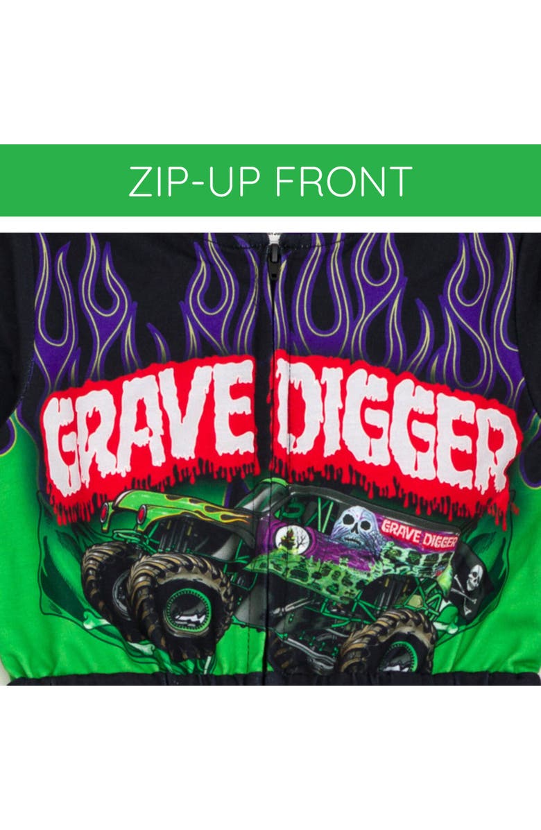 Monster Jam Zip-Up Coverall, Alternate, color, Black Grave Digger