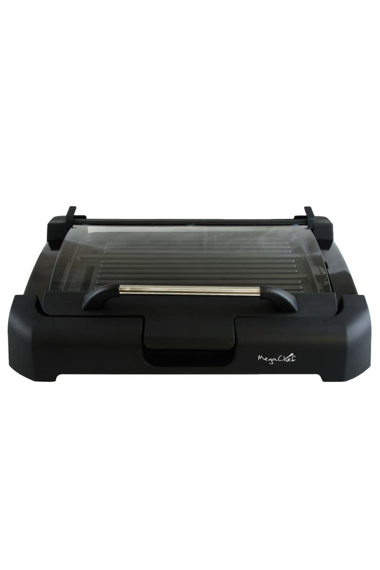 Reversible Indoor Grill and Griddle with Removable Glass Lid, Alternate, color, Black