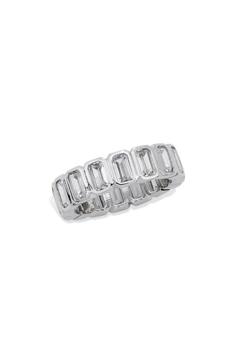 Bezel Set Emerald Cut CZ Eternity Ring