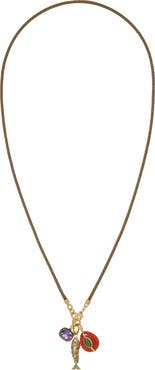 ROXANNE ASSOULIN The Cubic Triple Charm Cord Pendant Necklace