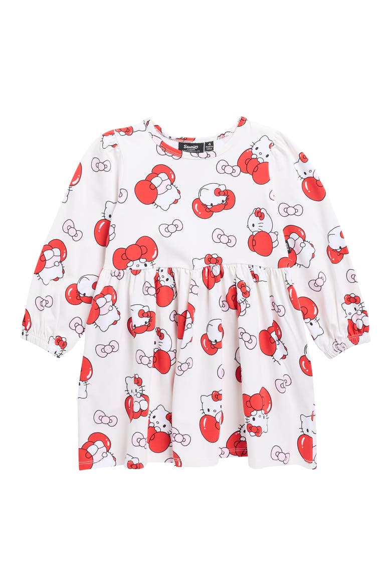 x Hello Kitty® Kids' Long Sleeve Jersey Dress, Main, color, CREAM