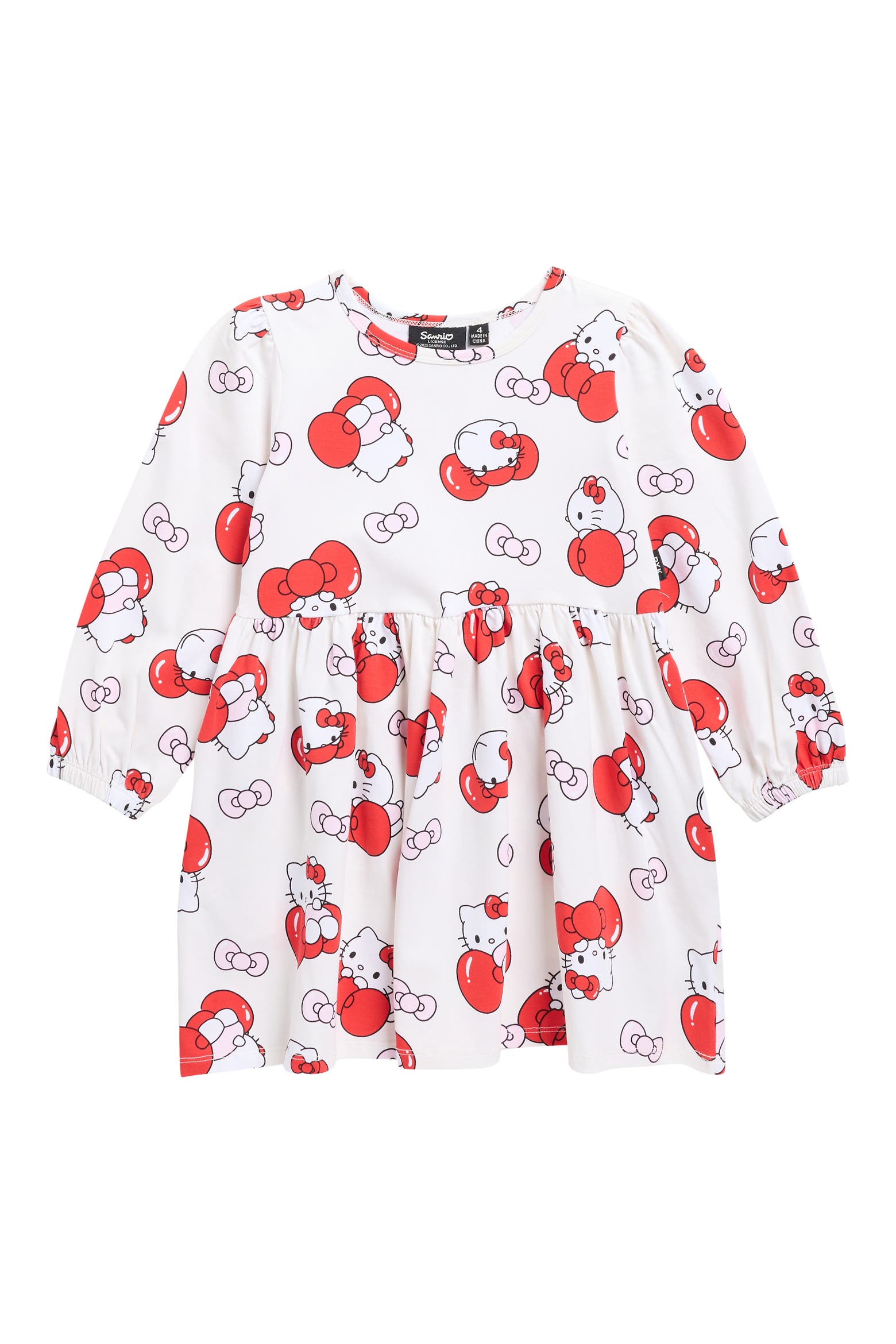 Cream Landscape Large Rocks Rock Your Kid x Hello Kitty® Kids' Long Sleeve Jersey Dress | Nordstromrack