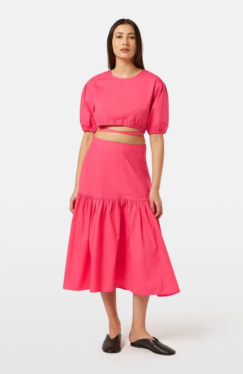 Scotch & Soda Tiered Cotton Midi Skirt In Electric Pink