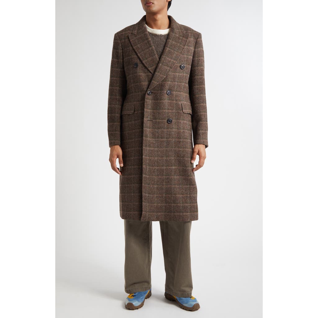 Our Legacy Whale Plaid Wool Coat In Brown