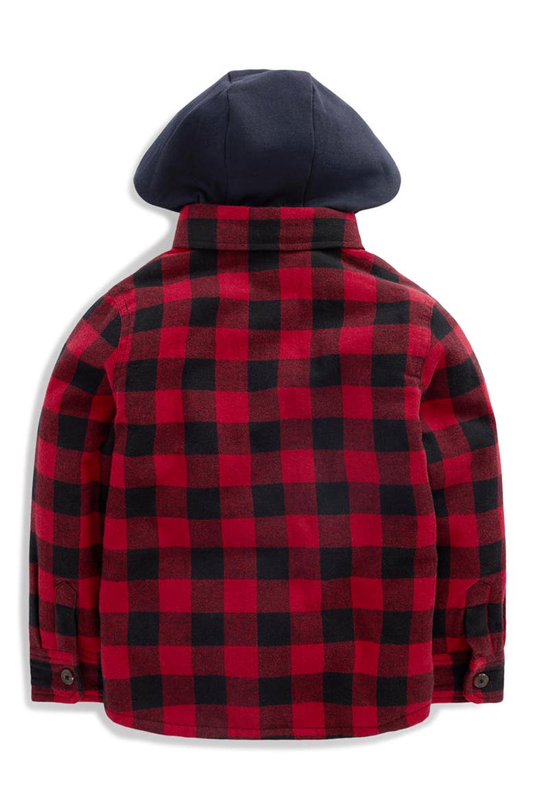 Kids' Hooded Buffalo Check Shirt, Alternate, color, RED CHECK