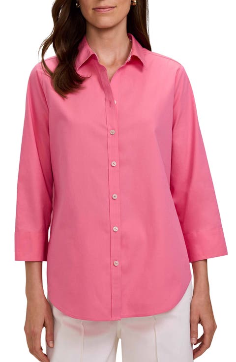 Margie A-Line Pinpoint Cotton Oxford Shirt
