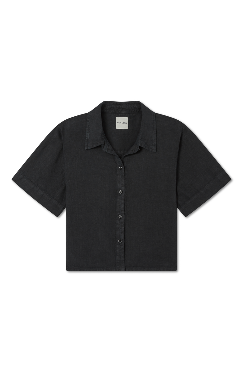 VIR VITA Anais Linen Shirt, Main, color, Black
