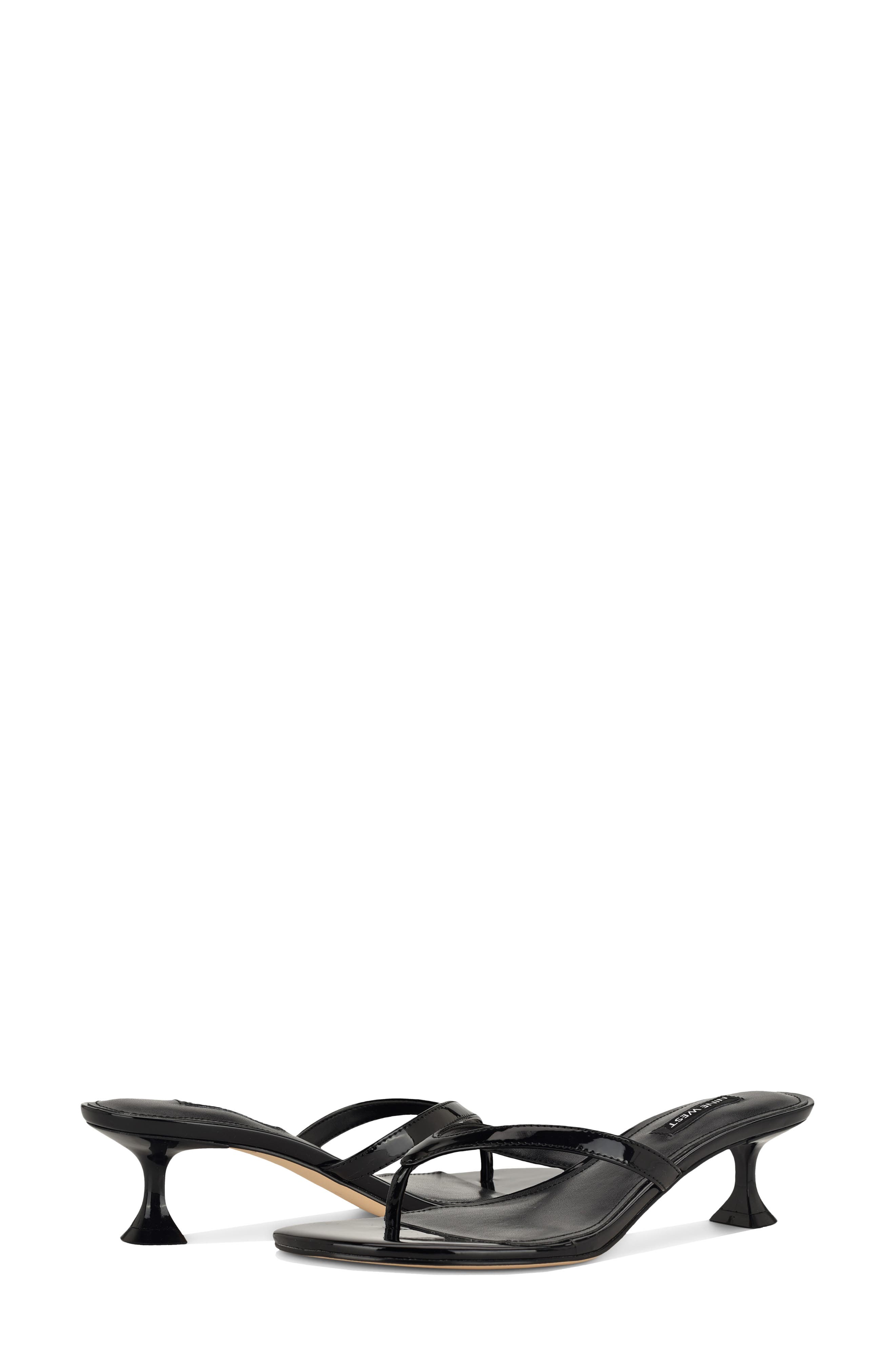 Nine West Cruise Kitten Heel Flip Flop, Alternate, color, Black