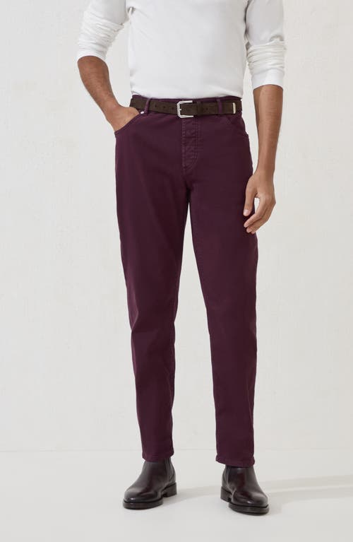 Brunello Cucinelli Cotton Trousers With Front And Back Pockets In Purple