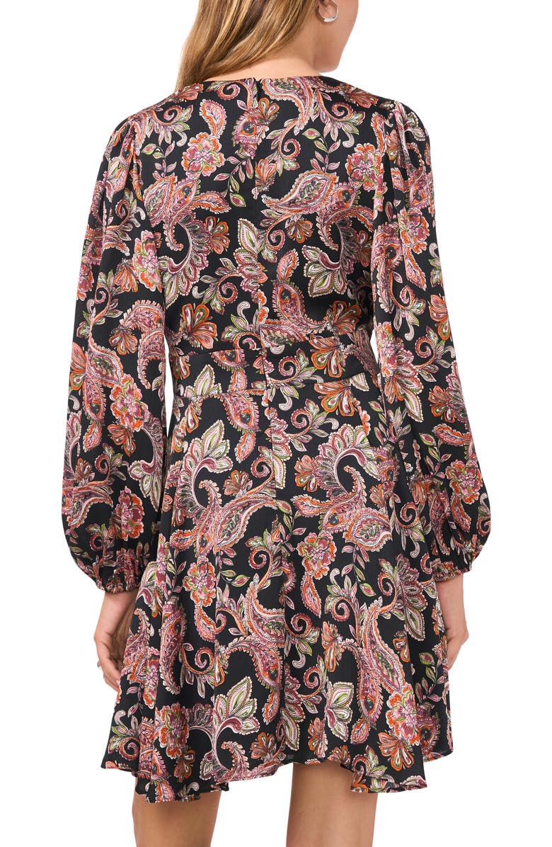 1.STATE V-Neck Long Sleeve Button Front Minidress, Alternate, color, Rich Black