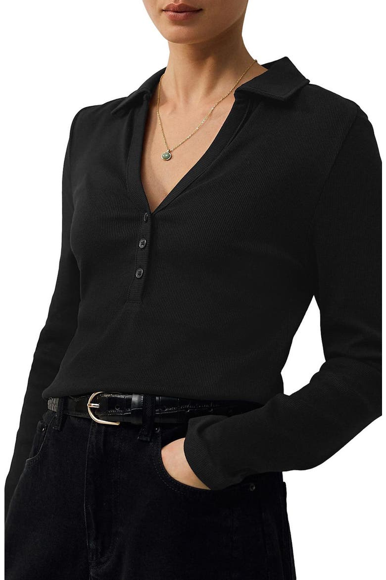 Collar Rib Top, Main, color, BLACK