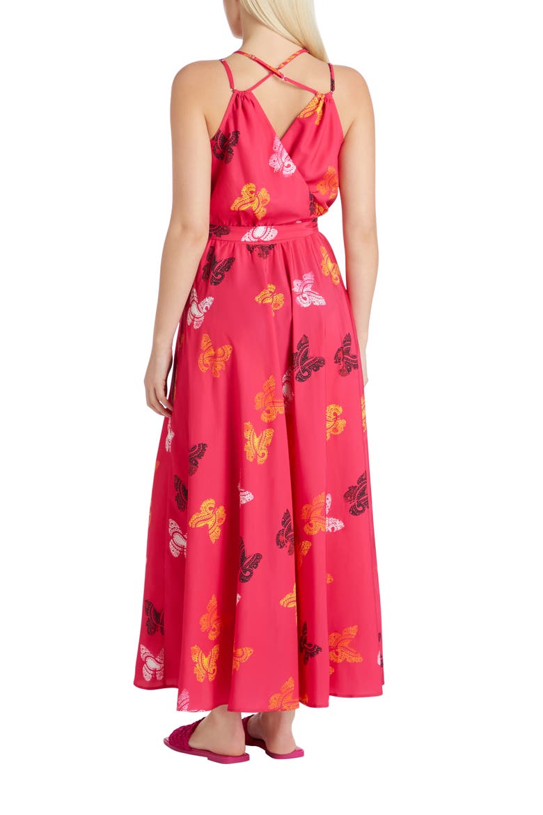 Amelia Maxi Wrap Crepe de Chine Cover-up Dress, Alternate, color, Fuscia