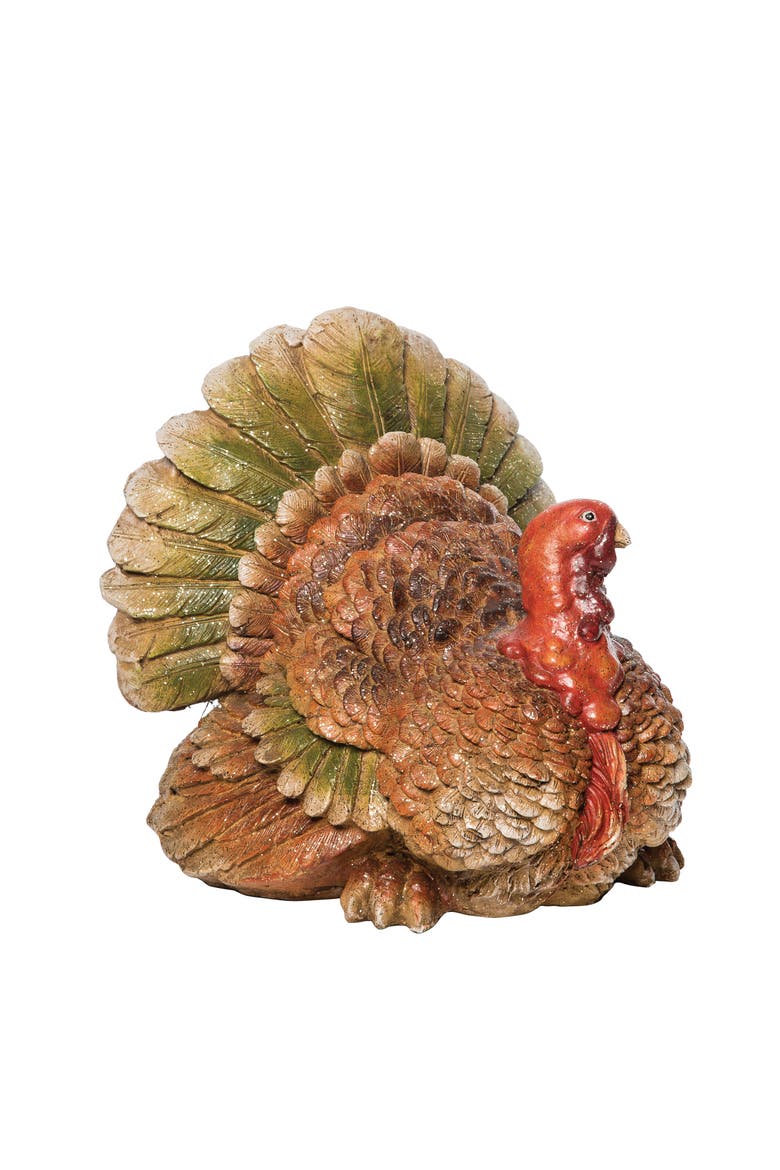 Thanksgiving Turkey Decorative Centerpiece Figurine, Main, color, Brown