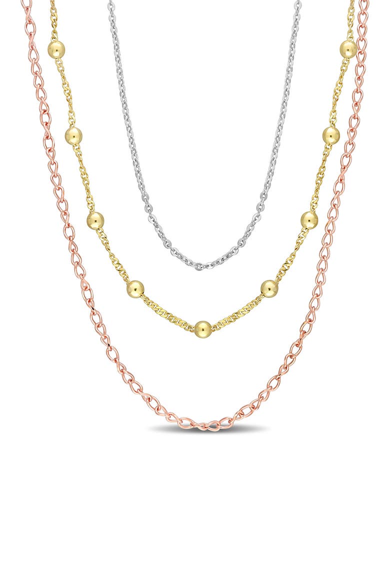 Three-Tone Layered Chain Necklace, Main, color, MULTI-COLOR