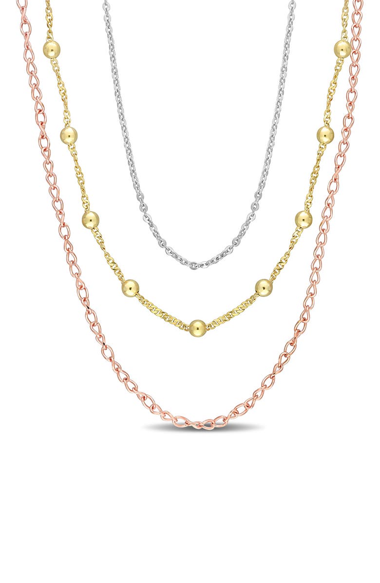 DELMAR Three-Tone Layered Chain Necklace, Main, color, Multi-Color