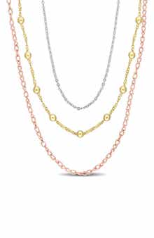 DELMAR Three-Tone Layered Chain Necklace