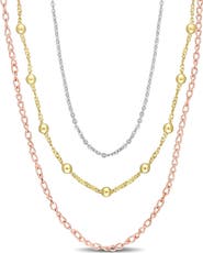 DELMAR Three-Tone Layered Chain Necklace