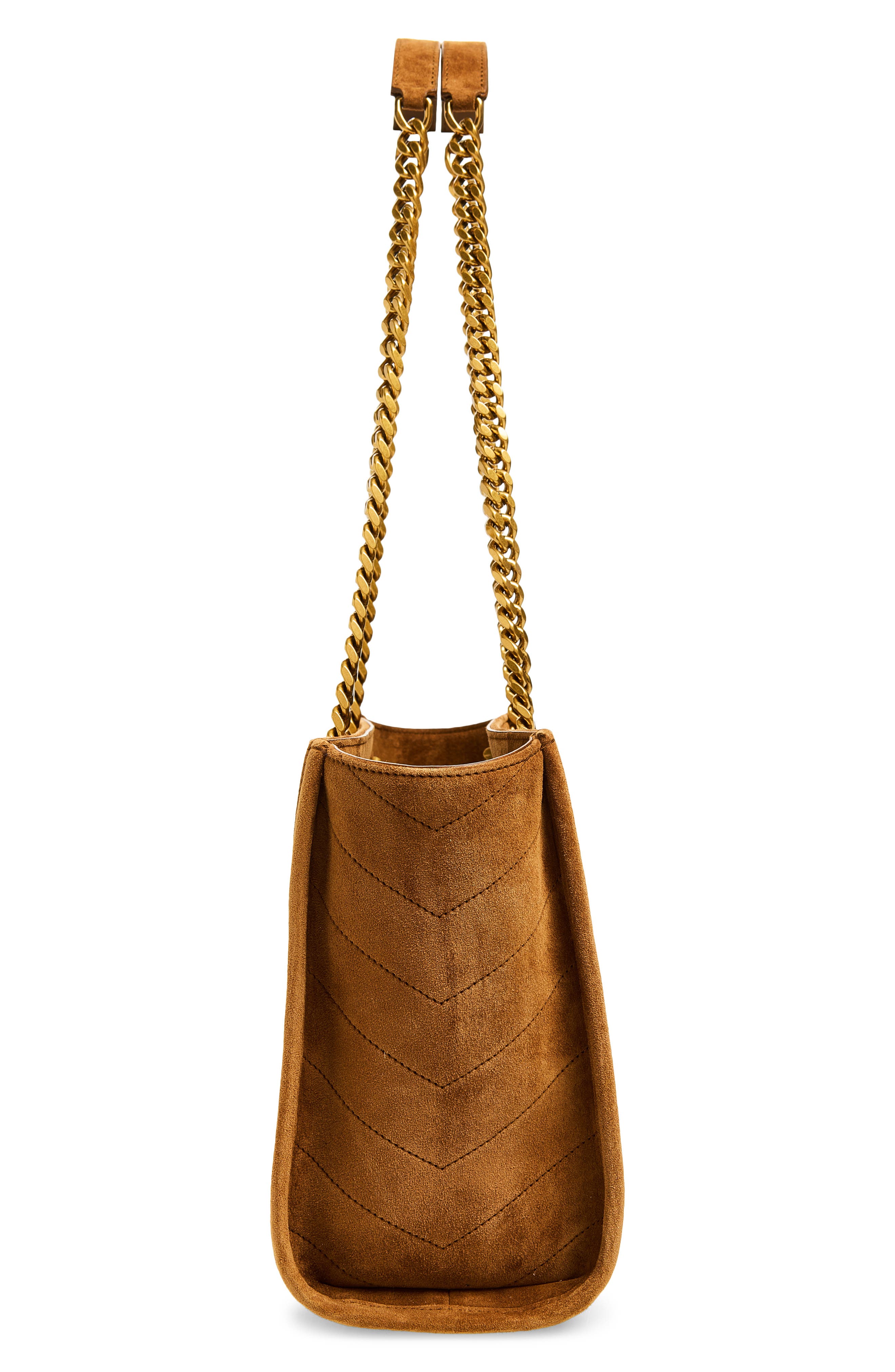 Small Niki Matelassé Suede Shopping Tote, Alternate, color, CARAMEL COGNAC