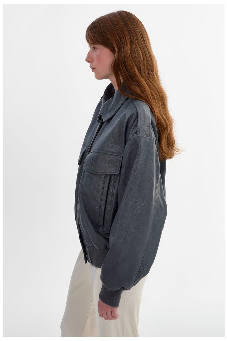 TREVANNA | Leather Bomber Jacket, Alternate, color, Graphite