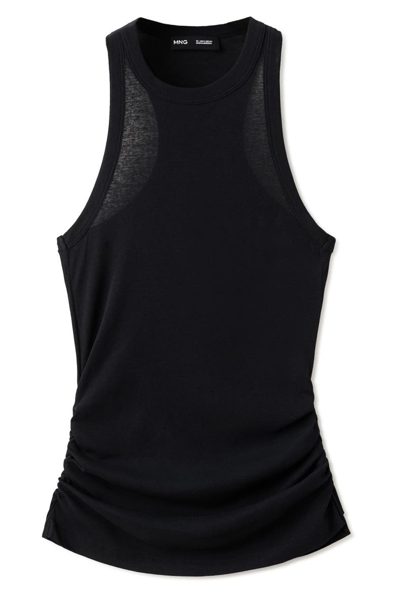 Ruched Cotton Top, Main, color, BLACK