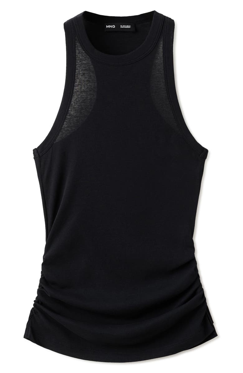 MANGO Featuring Hailey Bieber Ruched Cotton Top, Main, color, 
