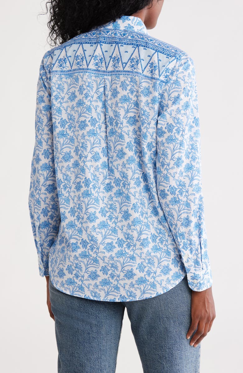 Lucky Brand Floral Print Cotton Button-up Shirt, Alternate, color, Blue Floral/ Border