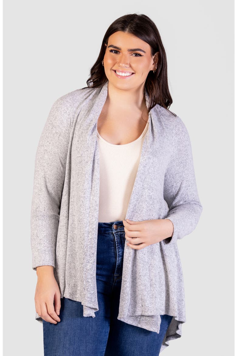 Open Front Waterfall Cardigan, Alternate, color, GREY