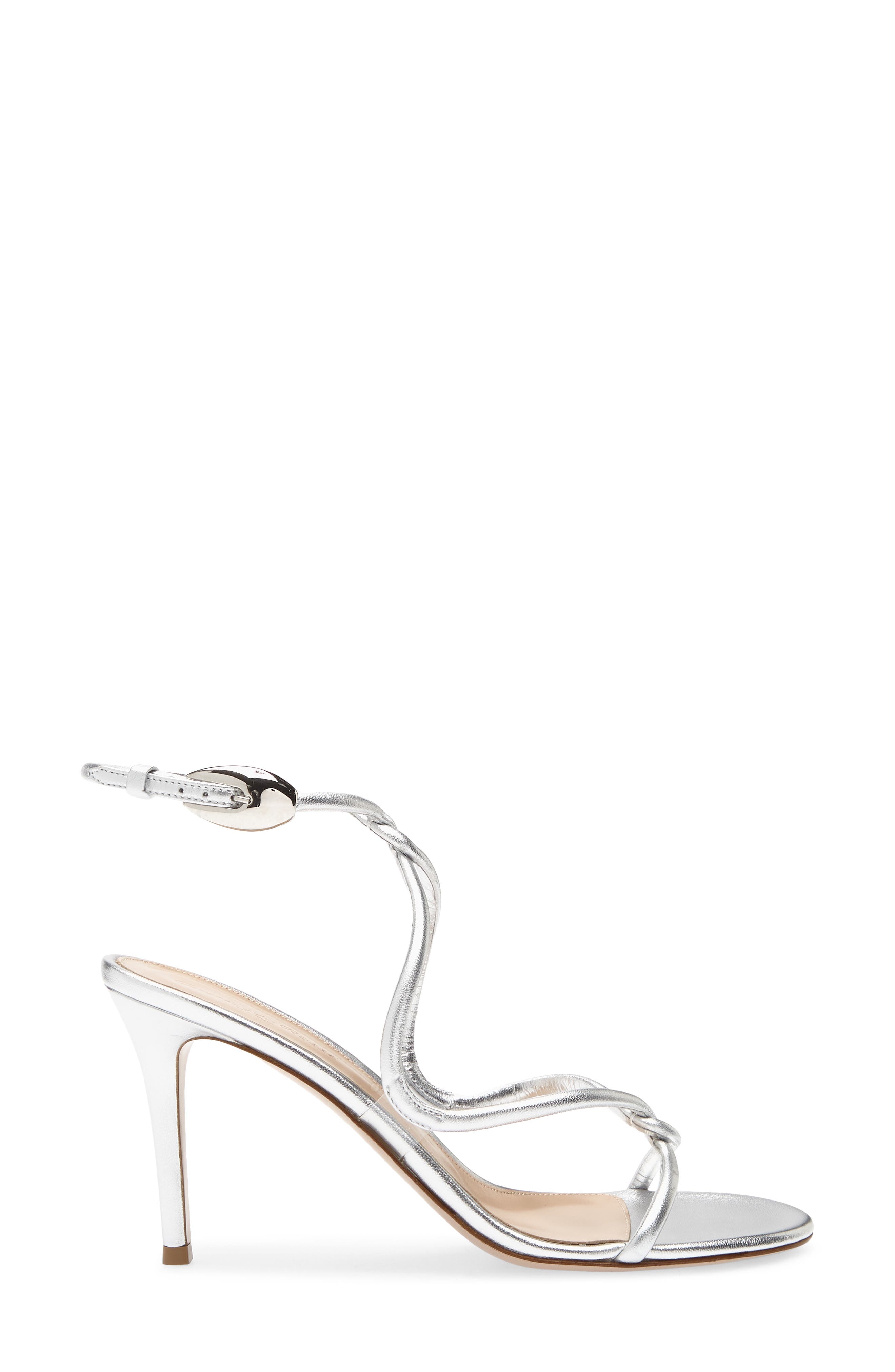 Gianvito Rossi Black Mamba Sandal, Alternate, color, Silver Trasp