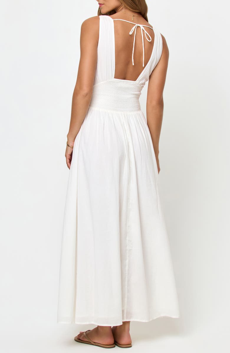 LSPACE Emmaline Smocked Waist Cover-Up Maxi Dress, Alternate, color, Cream