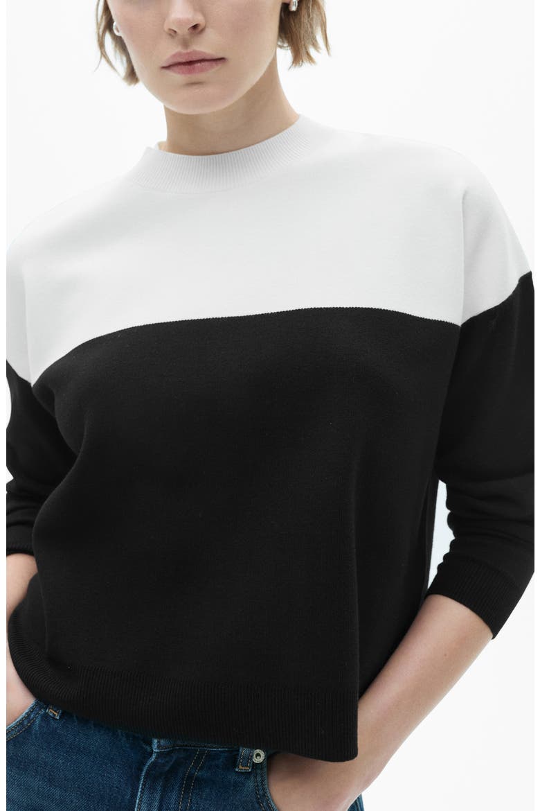 Colorblock Sweater, Main, color, BLACK