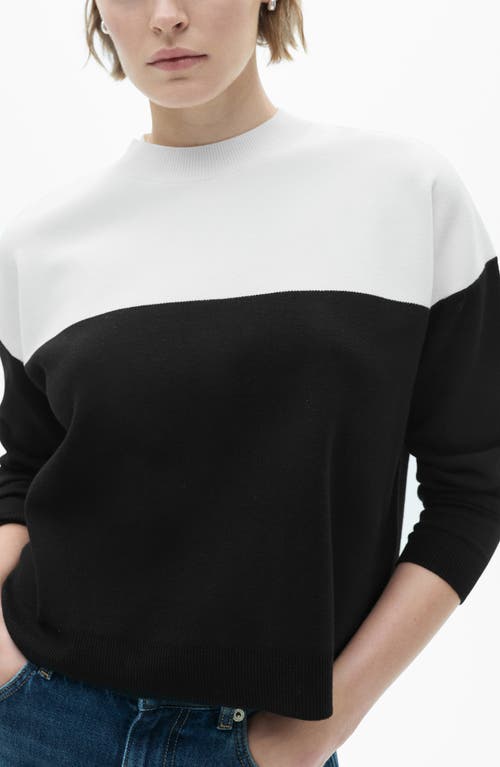 Shop Mango Colorblock Sweater In Black