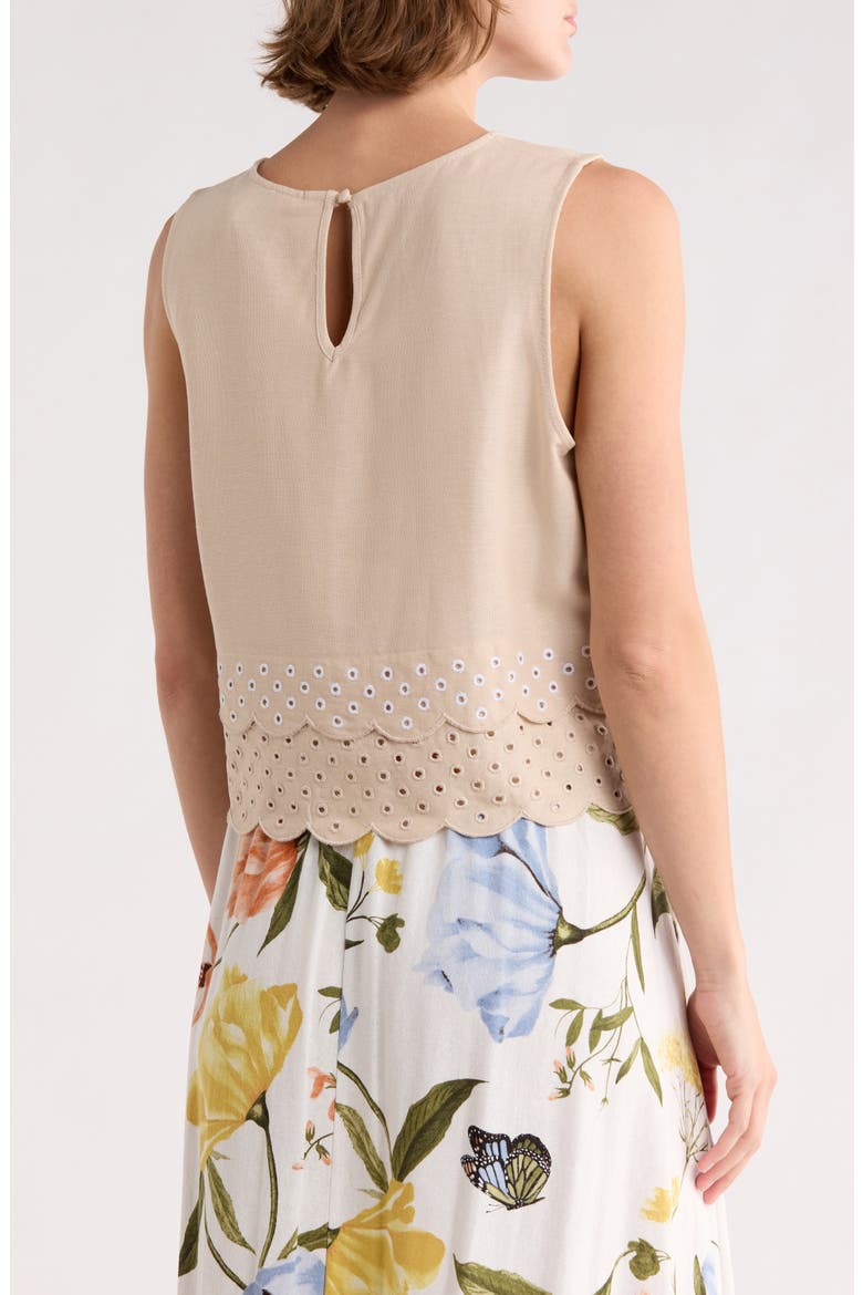 Eyelet Scallop Shell, Alternate, color, LINEN