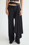 MONSE Regular Fit Belted Pleated Stretch Virgin Wool Skirt Trousers