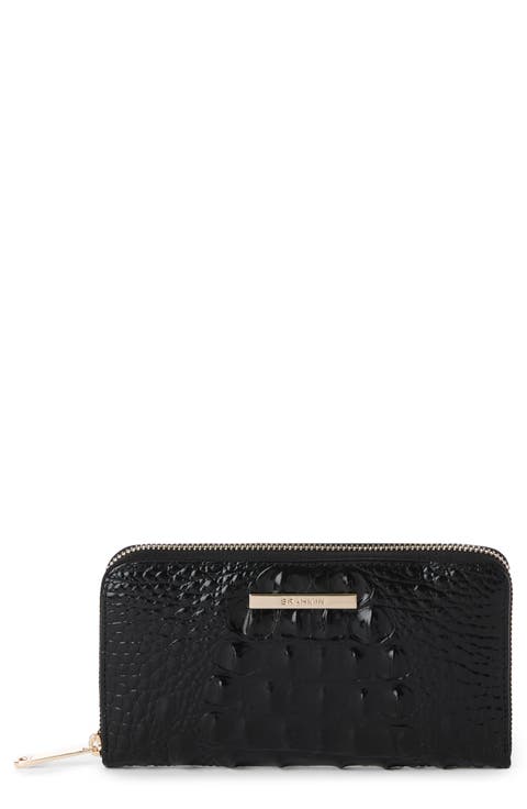 Suri Croc Embossed Leather Zip Wallet