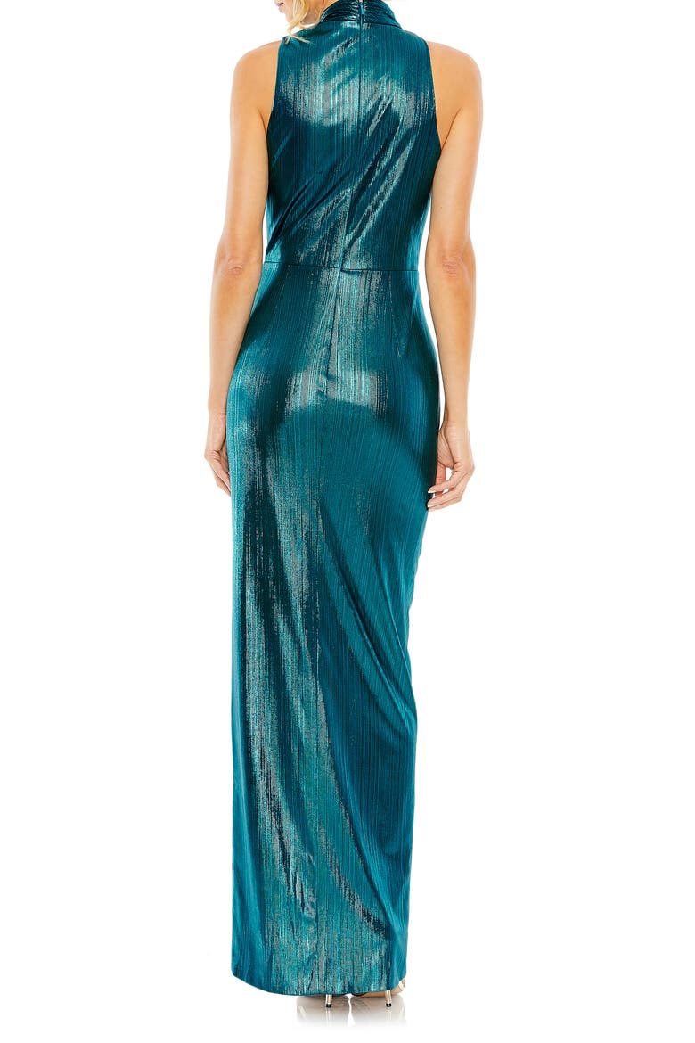 Sleeveless High Neck Cutout Gown, Alternate, color, PEACOCK