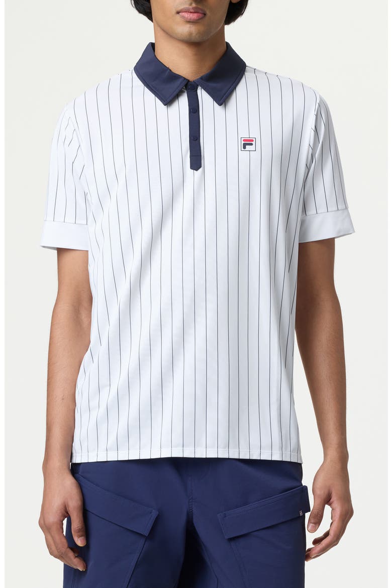 Iconic Peformance Polo, Main, color, WHITE/FILA NAVY