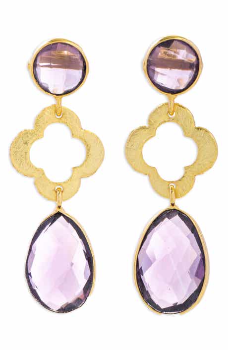 SAACHI Quatrefoil Stone Earrings