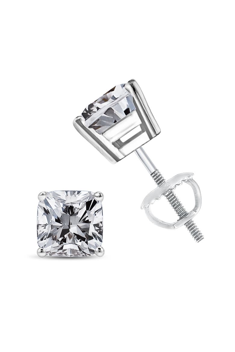 14K White Gold 1 1/2 Cttw Diamond Solitaire Stud Earrings, Alternate, color, White