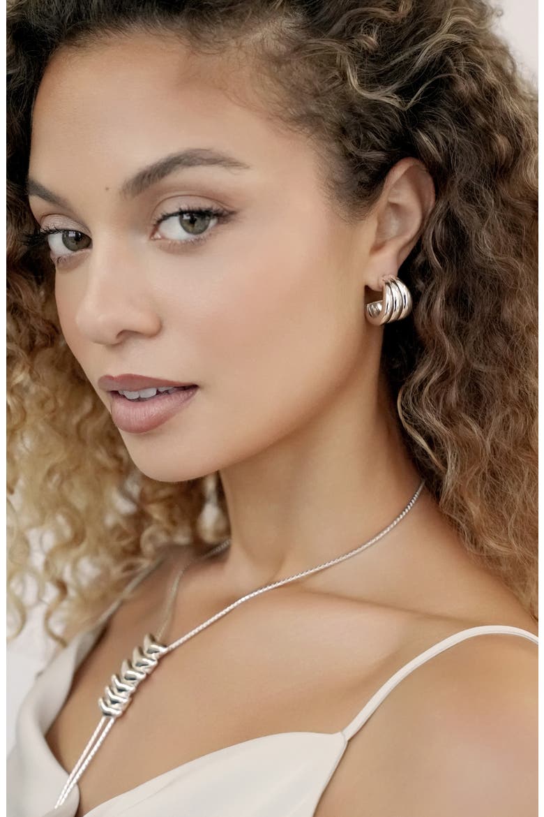 Rooted Vines Medium Hoop Earrings, Alternate, color, SILVER