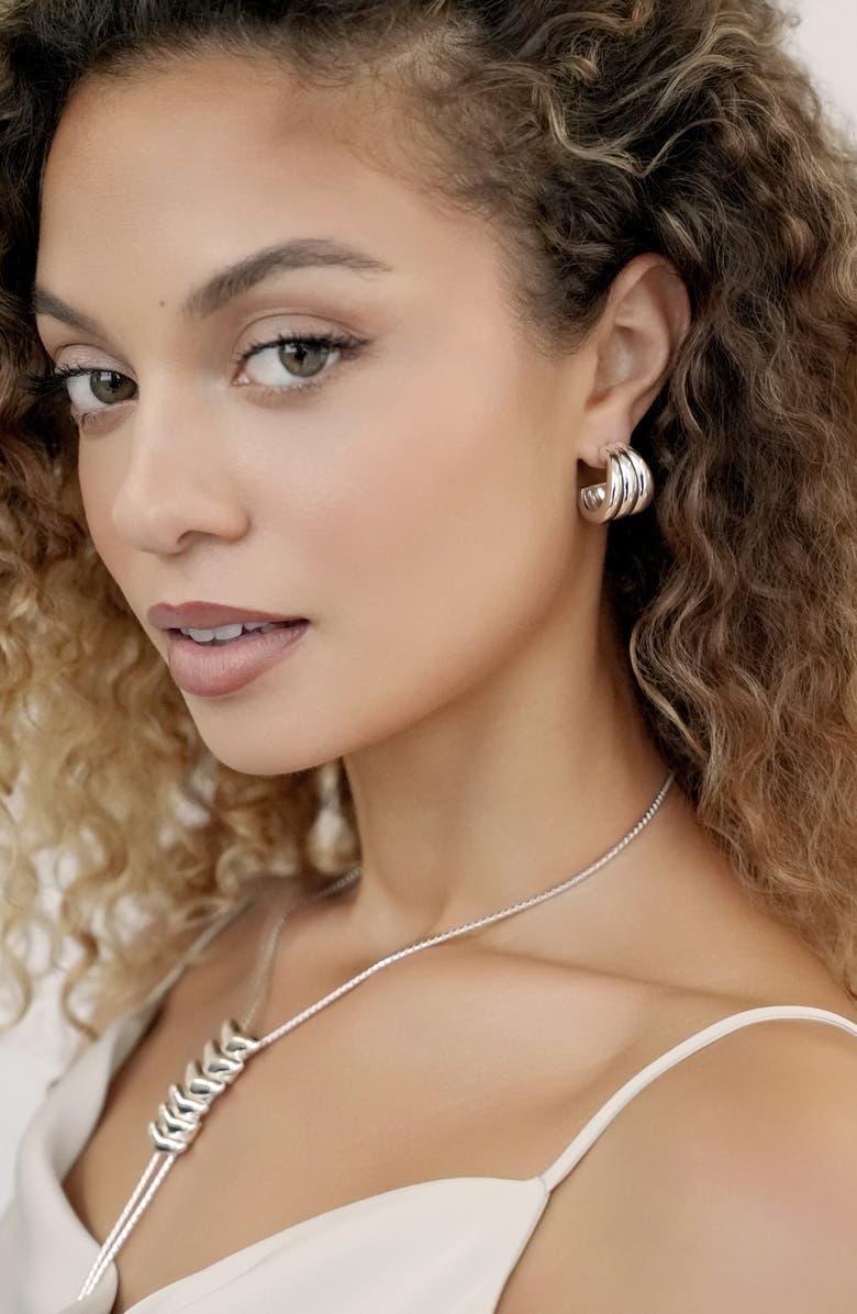 Ettika Rooted Vines Medium Hoop Earrings, Alternate, color, Silver