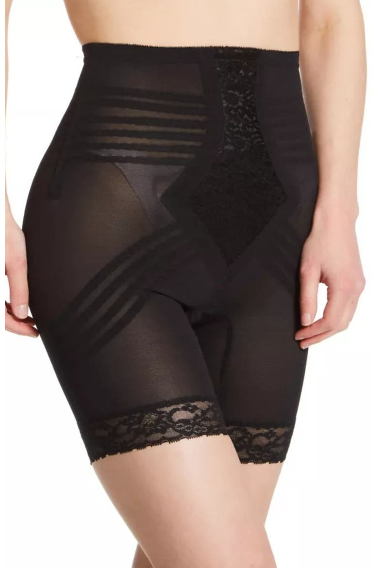 Firm  No Roll Breathable High Waist Thigh Slimmer Shaper, Alternate, color, Black