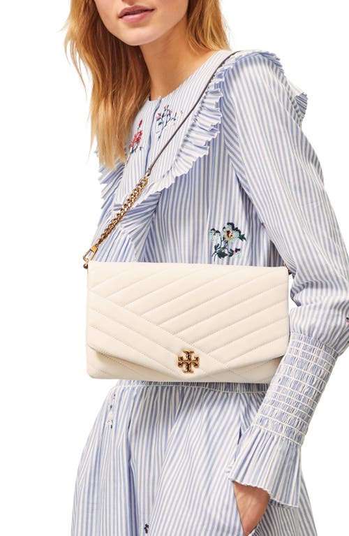 Tory Burch Kira Chevron Quilted Leather Clutch In White