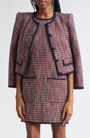 ★24-25FW新作★threetimes★Carrie tweed jacket Veronica Beard Ceres Metallic Cotton Blend Tweed Jacket